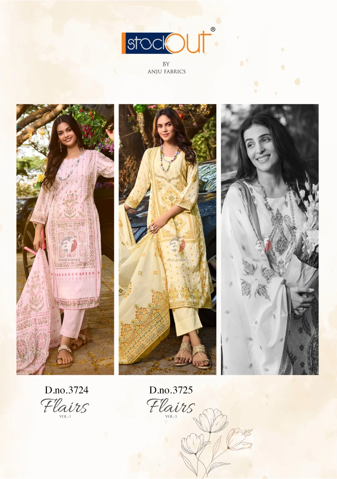 Anju Fabrics Flairs Vol 3 Cotton Schiffli Wholesale Readymade Salwar Suit Catalog — Wholesale Salwar Suits, Anju fabric wholesale from Surat — view 8